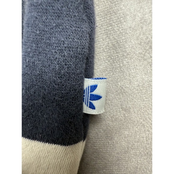 VTG Adidas Hoodie Womens Large Navy White Striped Trefoil Logo Sweatshirt - Picture 6 of 16